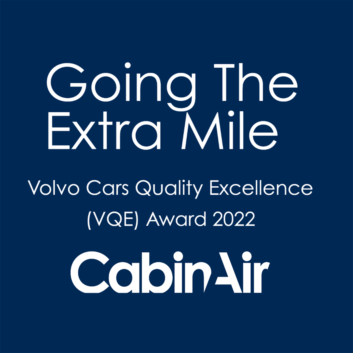 CabinAir receives Volvo Cars Quality Excellence Award